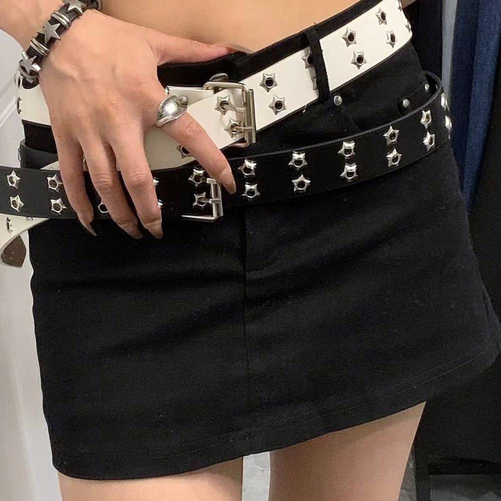 Leatherwork Eyelets - Y2K Punk Perçinli Deri Kemerler Çift