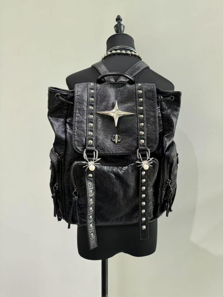 Leatherwork Rivets - Gotik Punk PU Deri omuzdan askili