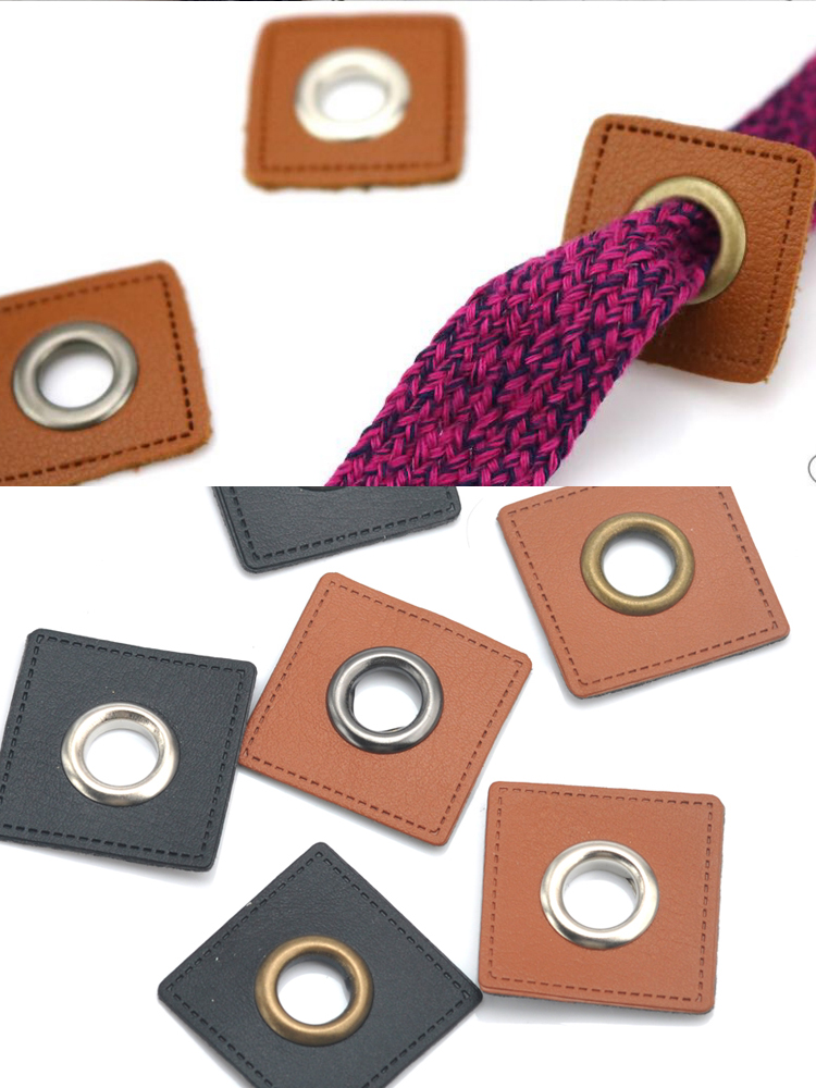 Leatherwork Eyelets - 30 adet/grup 27/37mm Kare Siyah/Kahverengi PU