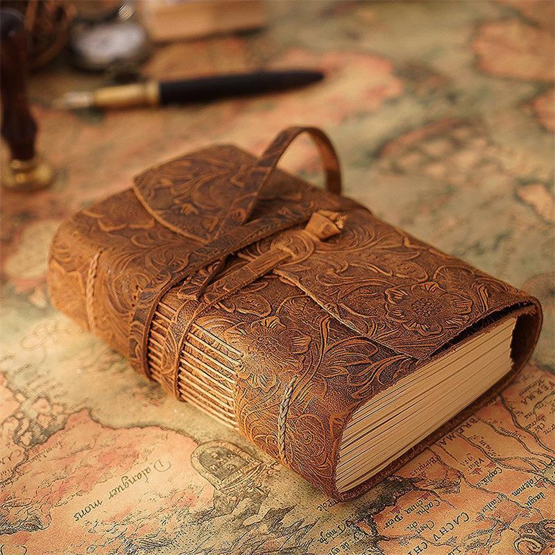 Leatherwork Books - El yapımı deri not defteri kahverengi
