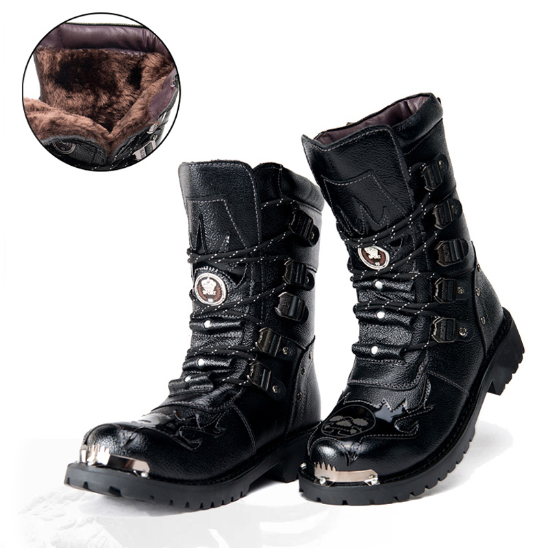 Erkek Savaş Botları Yeni Kış Y - Leatherwork Rivets incelemesi ve fiyatı