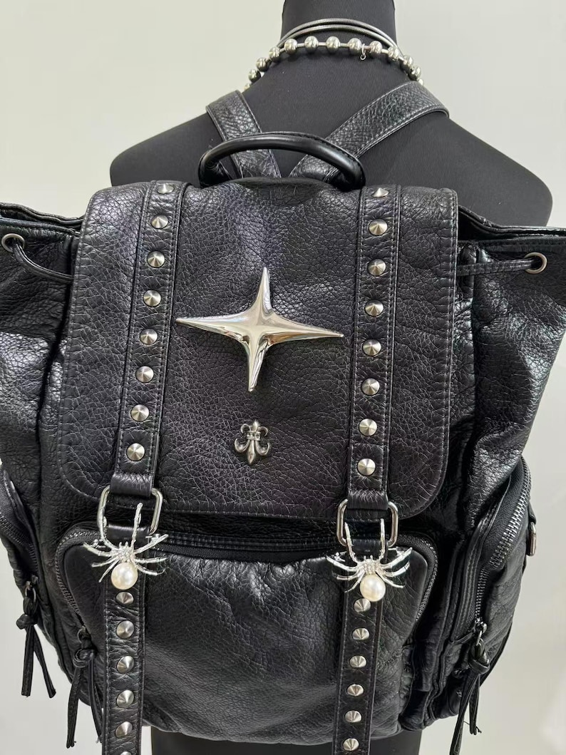 Gotik Punk PU Deri omuzdan ask - Leatherwork Rivets incelemesi ve fiyatı